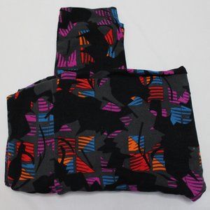 LuLaRoe Leggings Black with red orange purple blue Print One Size OS